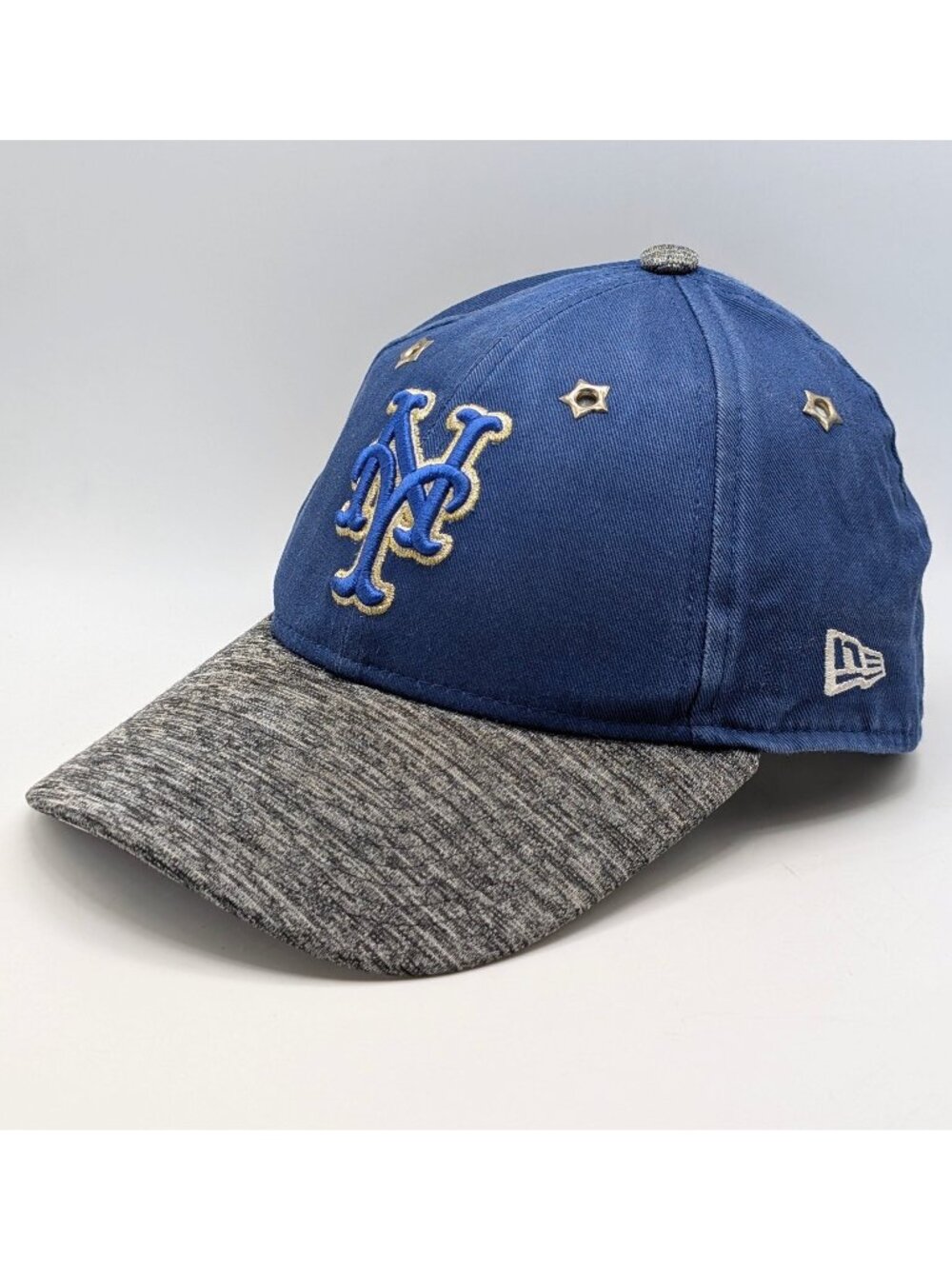 New York Mets Hat Gray Blue Stars 9Forty New Era Strap Back Cap Women's Fit